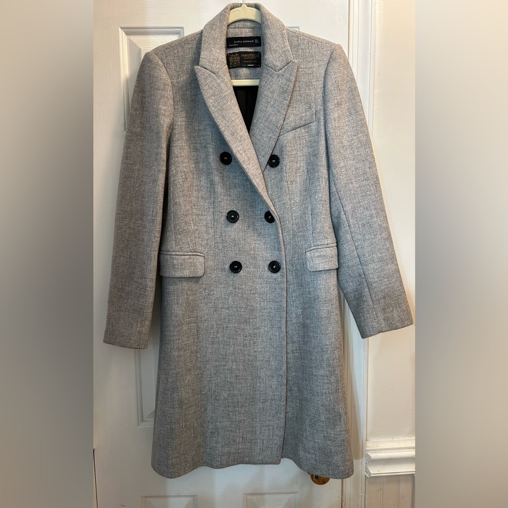 Women's Gray Double-Breasted Coat